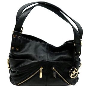 MICHAEL Michael Kors Black Shoulder Bag with Gold Accents